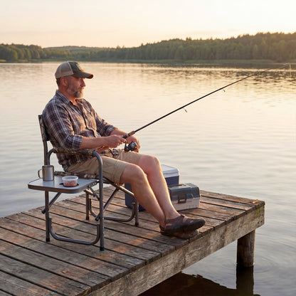 Lightweight Portable Directors Chair with Side Table and Cup Holder-Camouflage