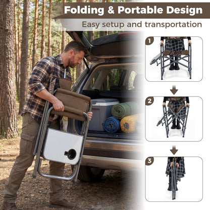 Lightweight Portable Directors Chair with Side Table and Cup Holder-Camouflage