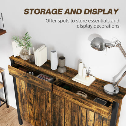 HOMCOM 93 x 119cm Rustic-Look Radiator Cover - Brown/Black