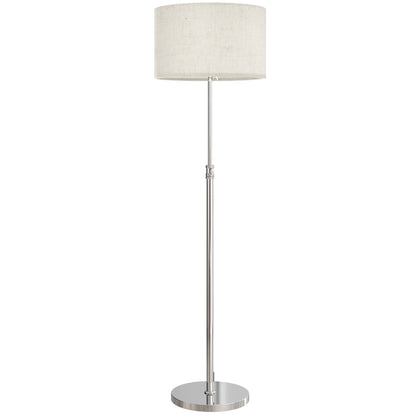 HOMCOM Floor Lamp with Remote, Height Adjustable Standing Lamp with Linen Shade, Dimmable with 3000K-6000K Adjustable Colour Temperatures, Foot Switch for Living Room Bedroom Office, Silver Tone