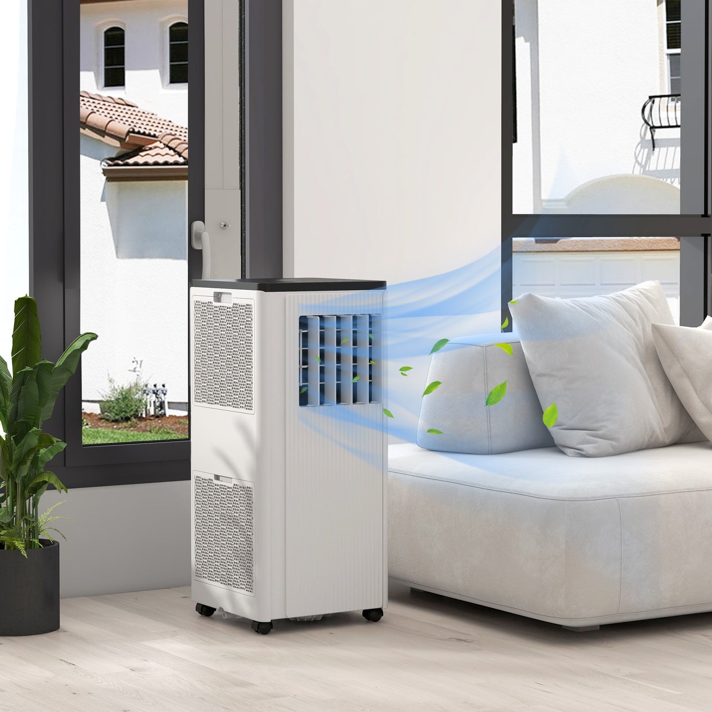 HOMCOM 7,000 BTU App-Controlled Mobile Air Conditioner, 15mÂ² Radius - White