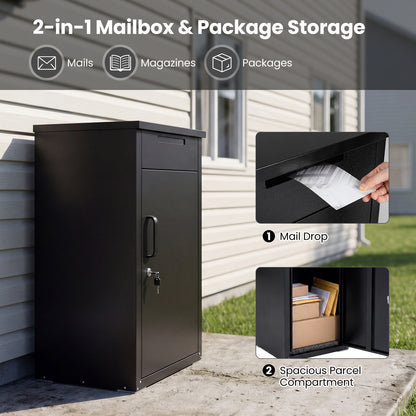 Lockable Delivery Box for Outside with Coded Lock & Anti-Theft Board-Black