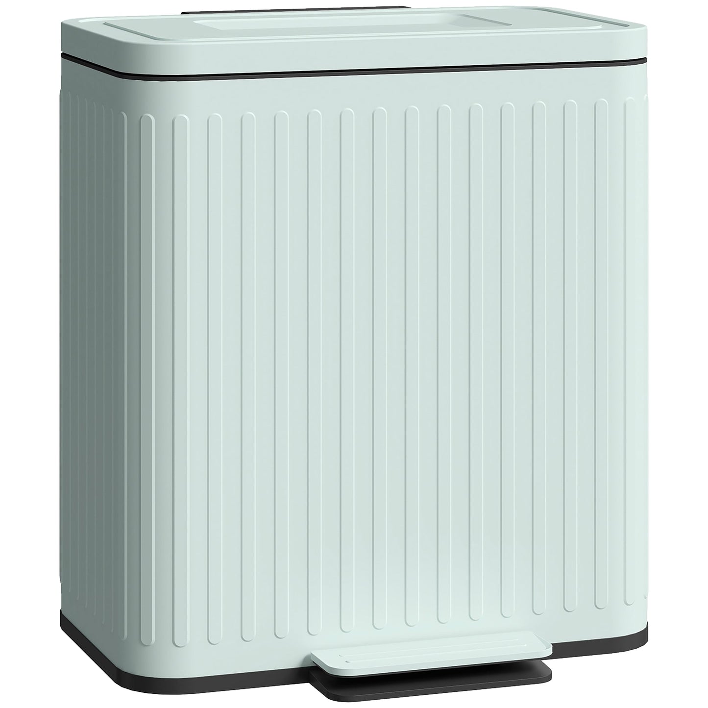 HOMCOM 40L Dual Compartment Rubbish Bin, with Soft-Close Lid - Green