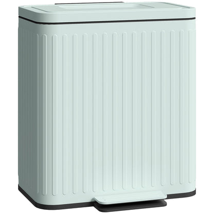 HOMCOM 40L Dual Compartment Rubbish Bin, with Soft-Close Lid - Green