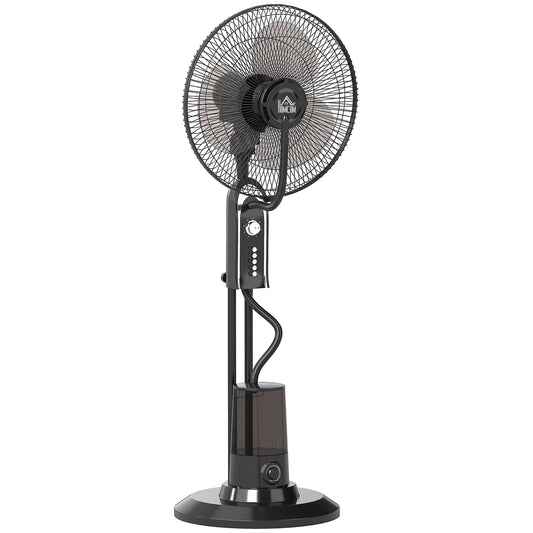 HOMCOM Pedestal Fan with Water Mist Spray, Spray Misting Fan with 70Â° Oscillation, Tilt Head, 3 Speeds, 3 Modes, Adjustable Mist, 3.2L Water Tank, for Home, 120 cm