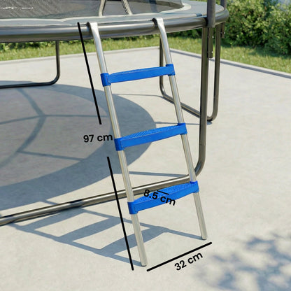 SPORTNOW Trampoline Ladder, 3-Steps with Horizontal Wide Steps, Universal Hook, Galvanised Steel Frame, 150kg Load Capacity