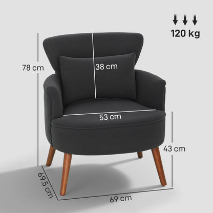 HOMCOM Corduroy Retro Accent Chair - Black