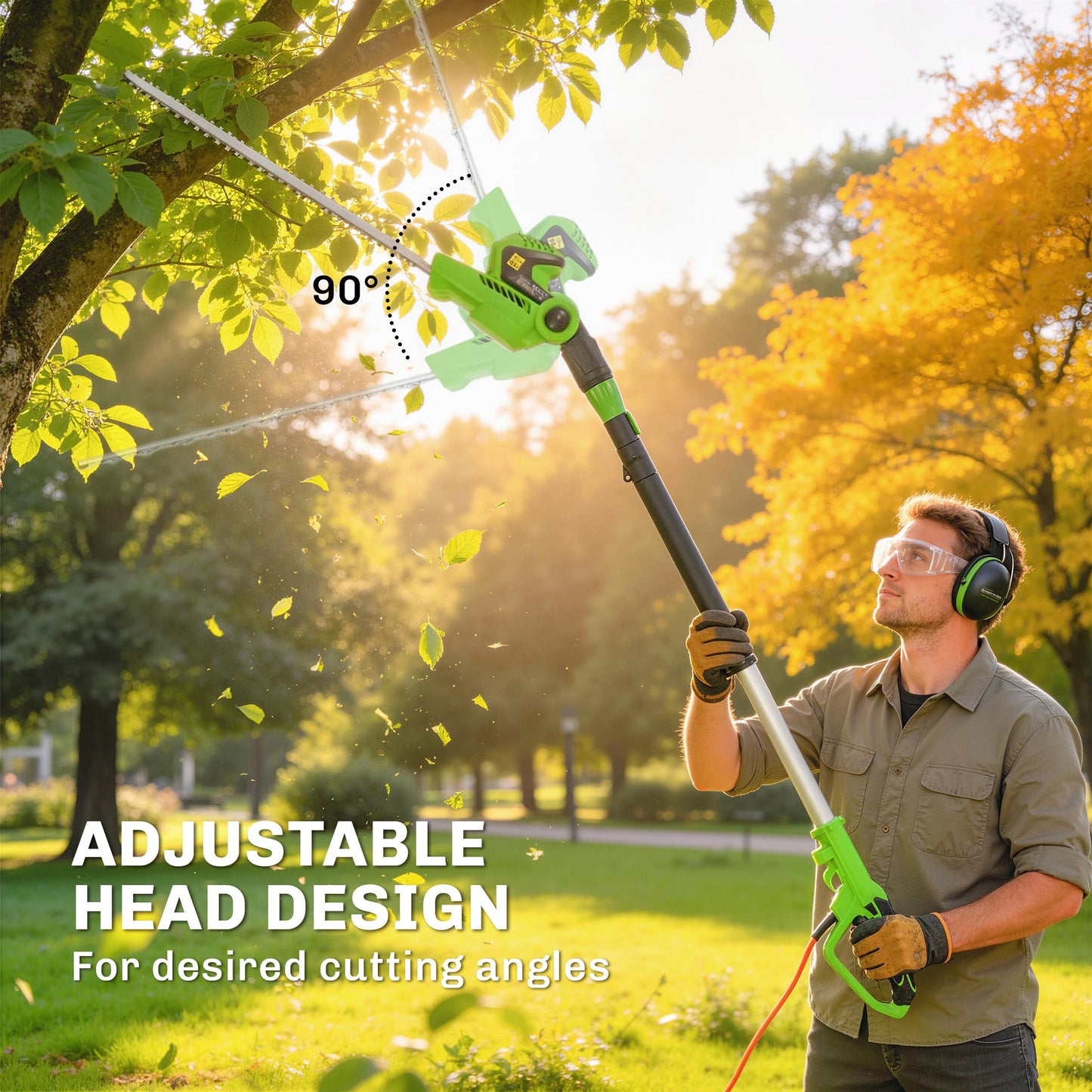 Outsunny 2.6m Corded Extendable Hedge Trimmer with 90Â° Adjustable Head, 450W Telescopic Electric Hedge Cutter Long Reach