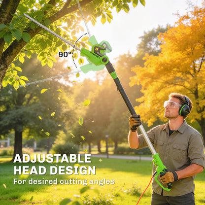 Outsunny 2.6m Corded Extendable Hedge Trimmer with 90Â° Adjustable Head, 450W Telescopic Electric Hedge Cutter Long Reach