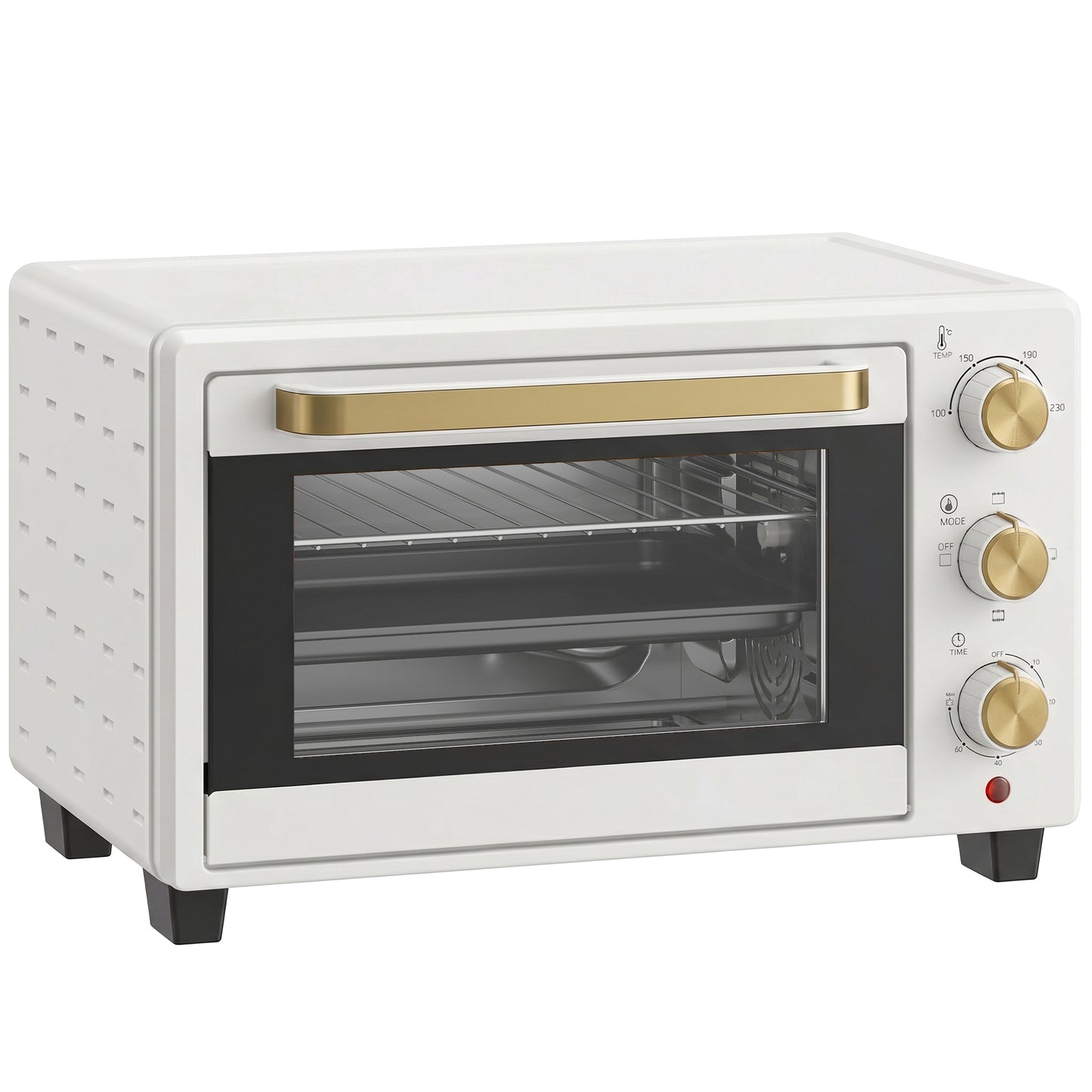 HOMCOM 21L Mini Countertop Oven, 100Â°C-230Â°C Adjustable Temperature, White