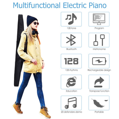 Portable Electronic Keyboard with Full-Size Weighted Keys-White