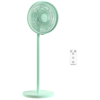 HOMCOM 40 cm Standing Fan, Cooling Floor Fan with 80 degrees Oscillating, Adjustable Tilt and Height, 4 Speed, Remote Control, Green