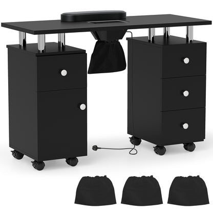 Manicure Table Nail Desk with Electric Dust Collector-Black