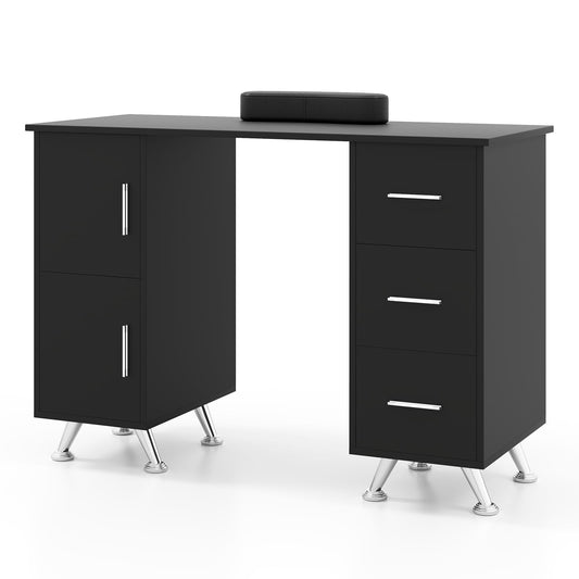 Manicure Table with 8 Metal Legs and Wrist Pad-Black