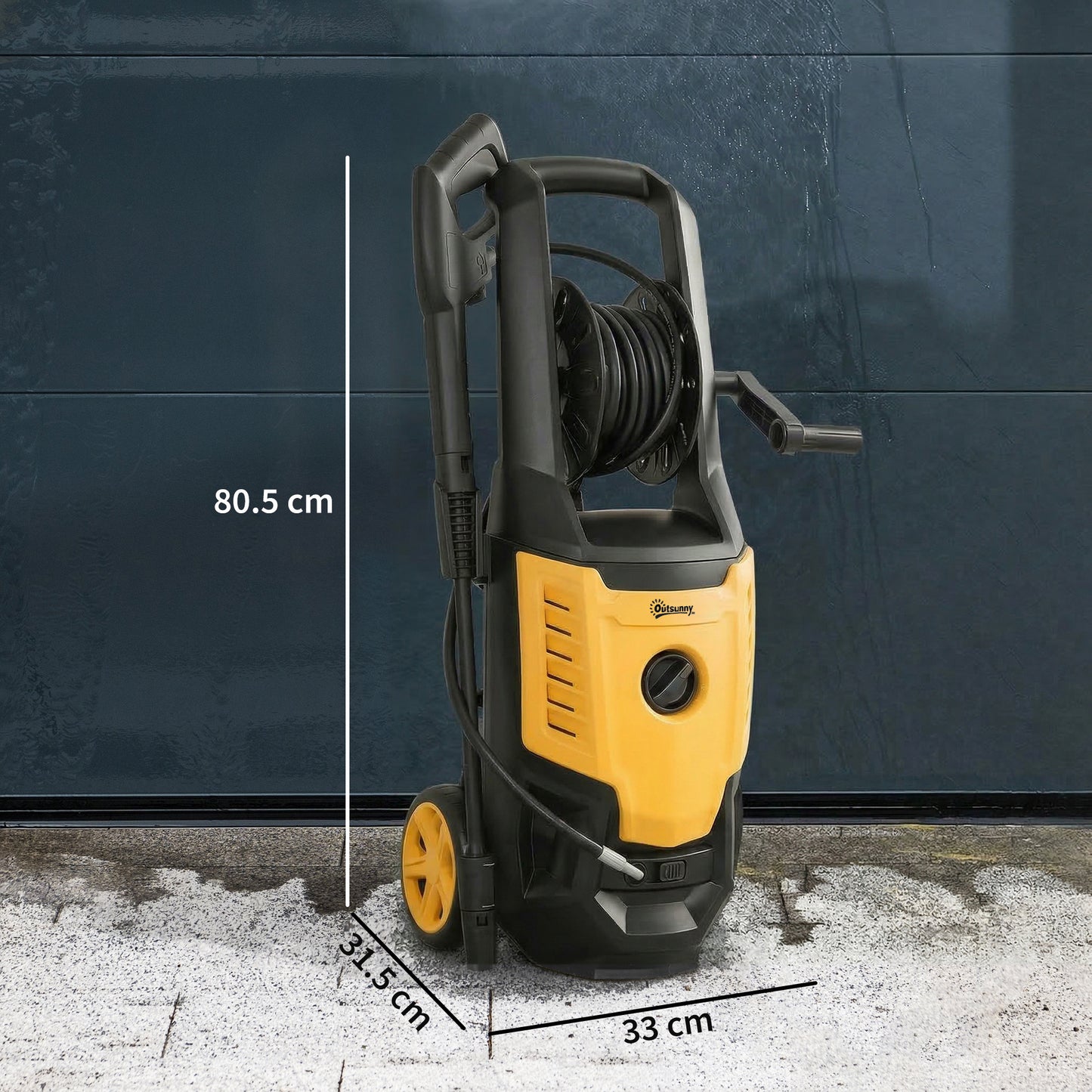Outsunny 2200W HighÂ Pressure Washer, 170 Bar Pressure Washer with Adjustable Nozzle and 6M Hose, 33 x 31.5 x 80.5 cm, Yellow