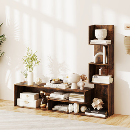 Media Console Table Cube TV Stand for TVs up to 50 Inch-Rustic Brown