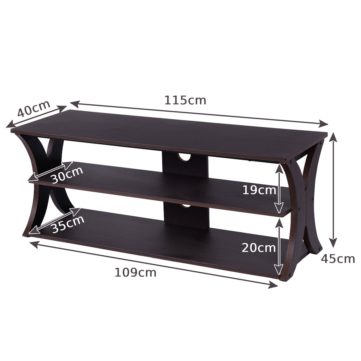 Media Console Table with Open Storage Shelves for Living Room Bedroom
