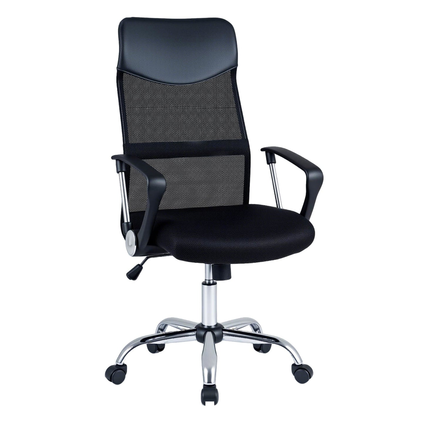 Mesh Office Chair with Reclining Backrest and Armrests and Height Adjustable Swivel-Black