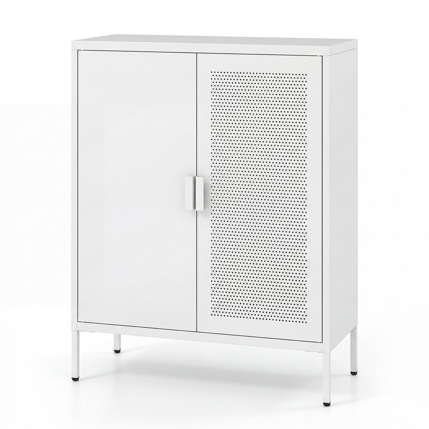 Metal Buffet Sideboard with 2 Doors and Adjustable Shelves-White