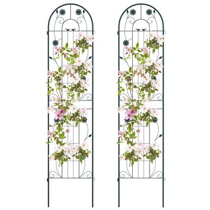 2 Pack 220 cm x 50 cm Metal Garden Trellis for Climbing Plants-Green