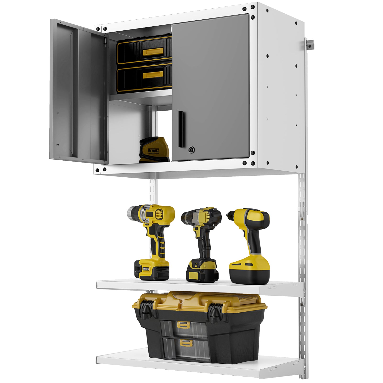 Metal Wall Cabinet with Lock and 3 Adjustable Shelves