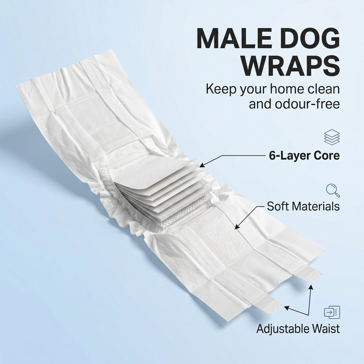 PawHut Dog Diapers Super Absorbent Leak-Proof Dog Nappies for Male Dogs Size XS 20-28 cm Waist