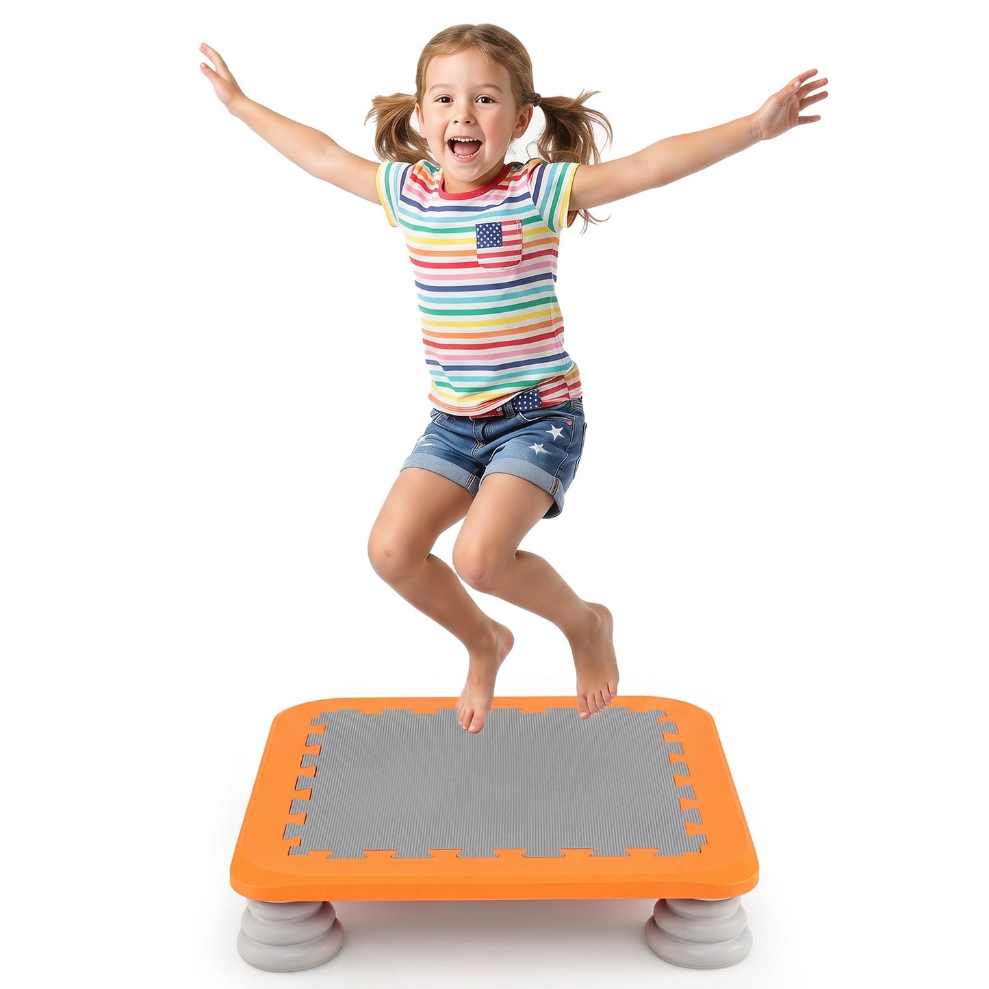Mini Trampoline for Kids with Removable and Non-Slip Foot Pads-Orange