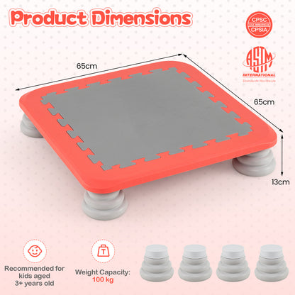 Mini Trampoline for Kids with Removable and Non-Slip Foot Pads-Red