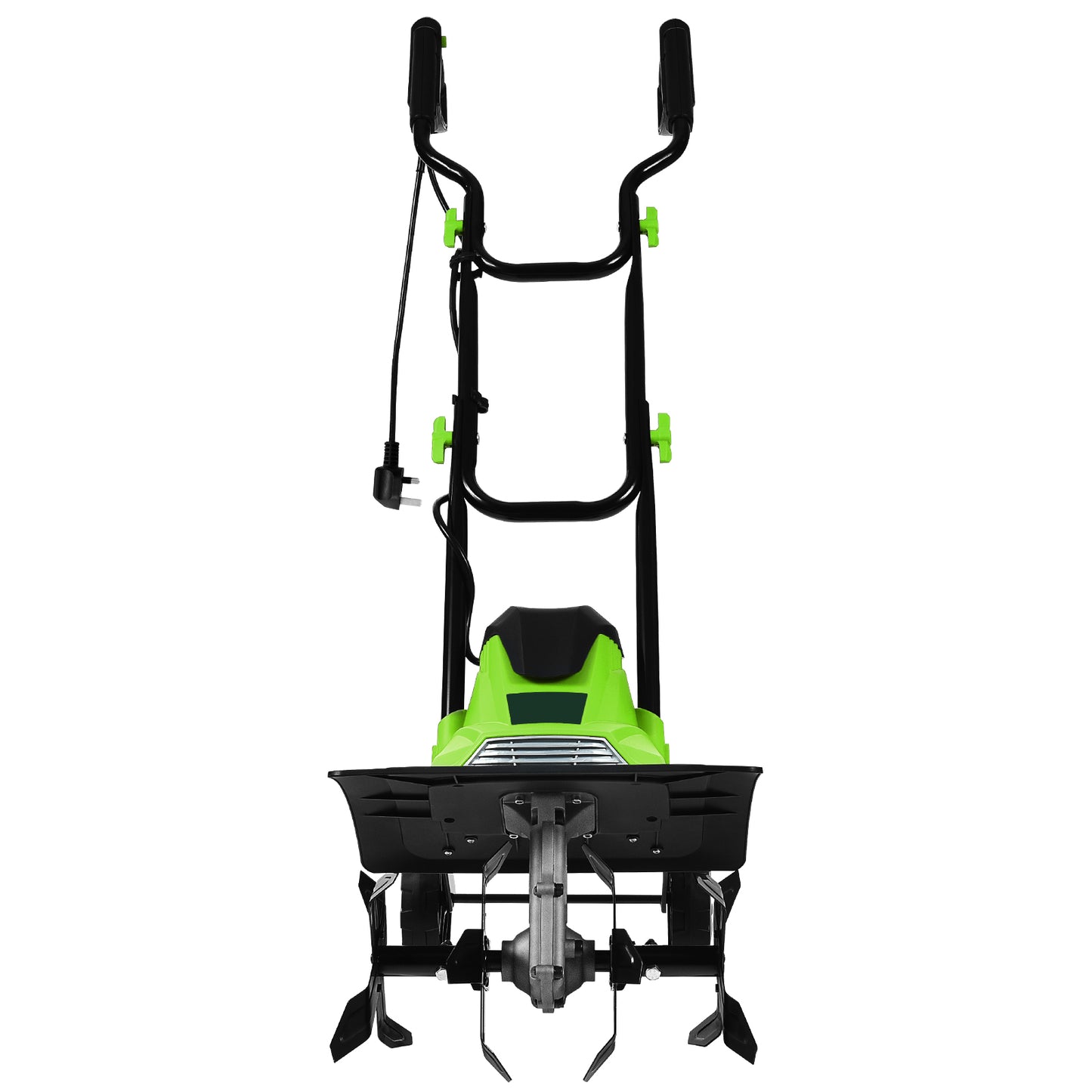 Mini Cultivator with Foldable Handle and Adjustable Wheels-Green