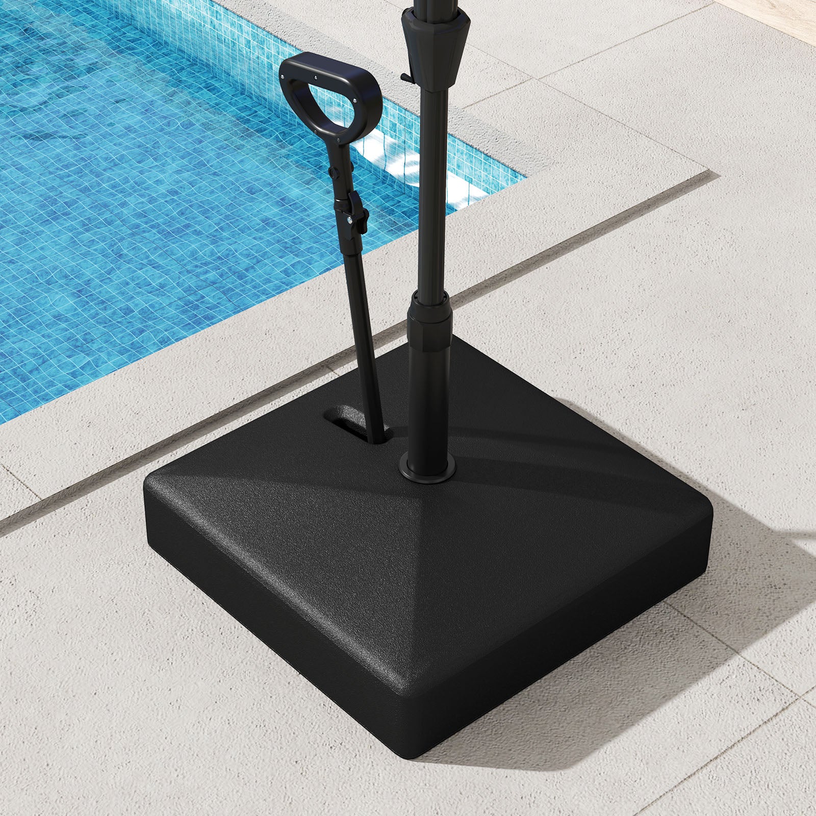 Mobile Patio Umbrella Base 59 kg Capacity Umbrella Stand with 3 Wheels-Black