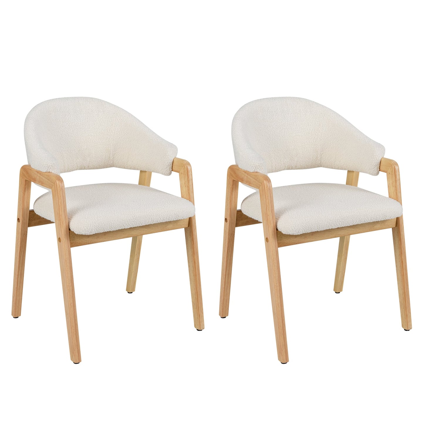 Modern Dining Chair Set of 2 with Padded Seat and Ergonomic Curved Backrest-White
