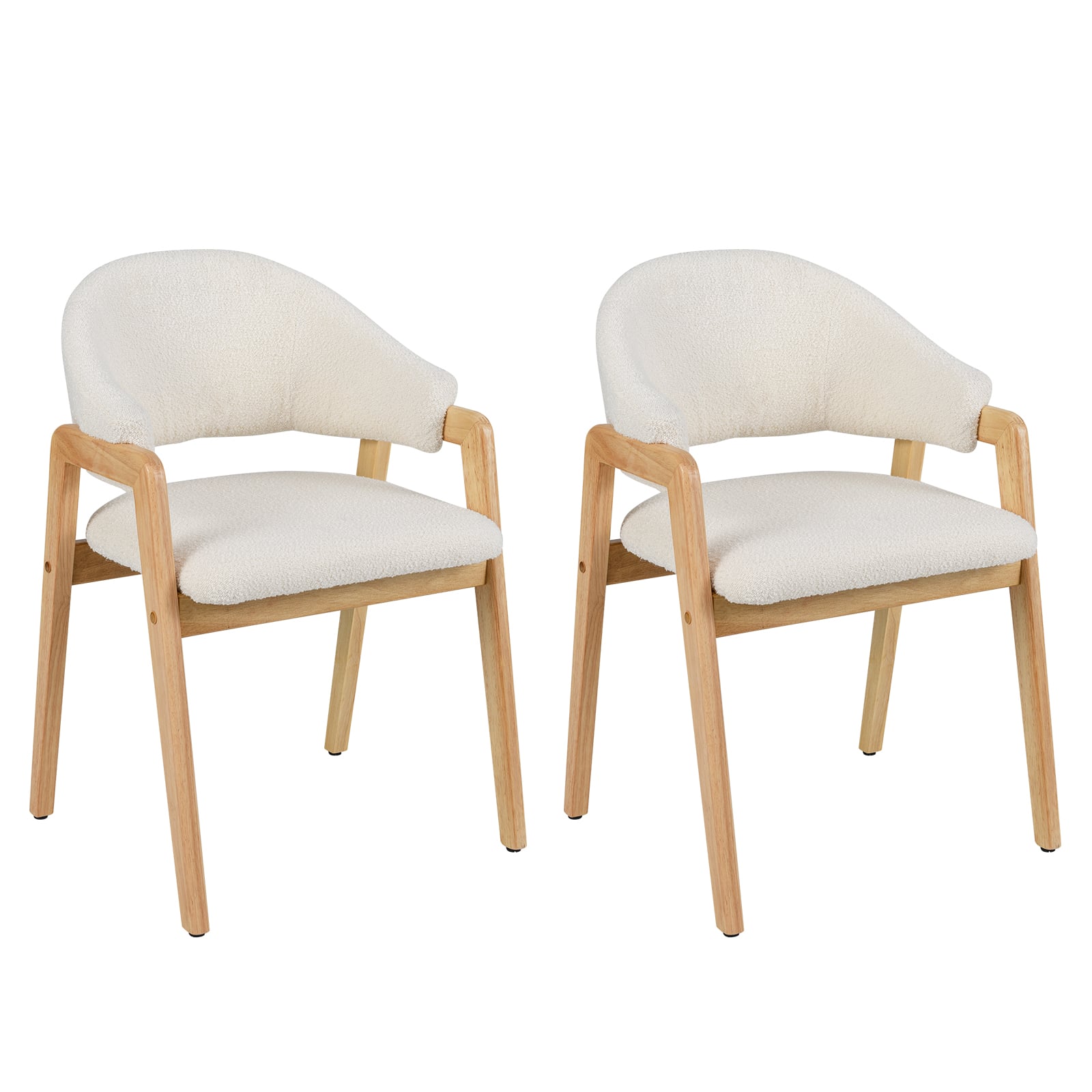 Modern Dining Chair Set of 2 with Padded Seat and Ergonomic Curved Backrest-White
