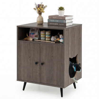 Modern Enclosure Cat Litter Box with Entry-Grey