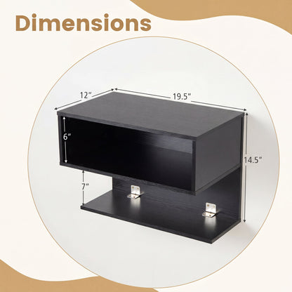 Modern Floating Nightstand with Storage Shelves for Living Room and Bed Room-Black
