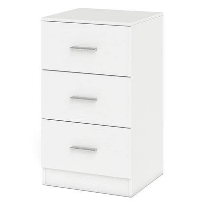 Modern Nightstand End Table with 3 Storage Drawers 2 Anti-tip Kits-White