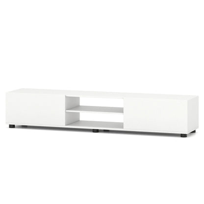 Modern TV Stand for up to 70" TVs with 2 Doors and Open Shelves-White