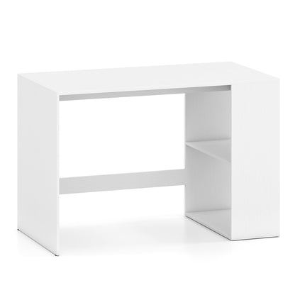 Modern Wooden Office Desk with Storage and 2 Open Shelves-Off White