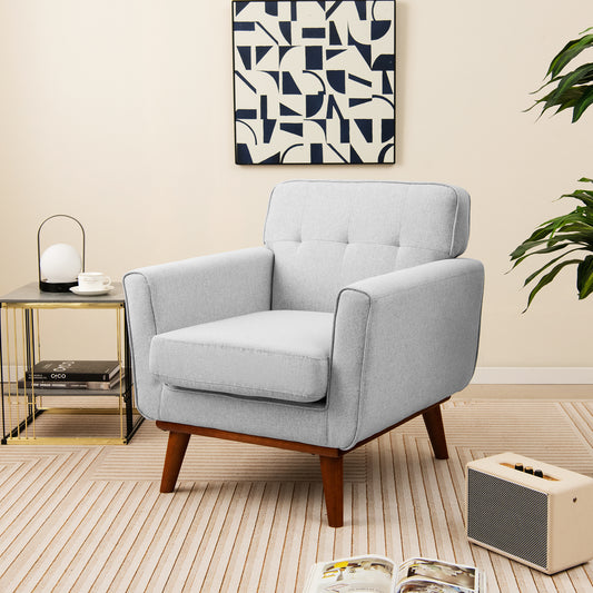 Modern Accent Armchair with Removable Padded Seat Cushion-Grey