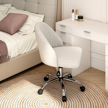 Modern Armless Office Chair with Curved Backrest and Upholstered Seat-Beige