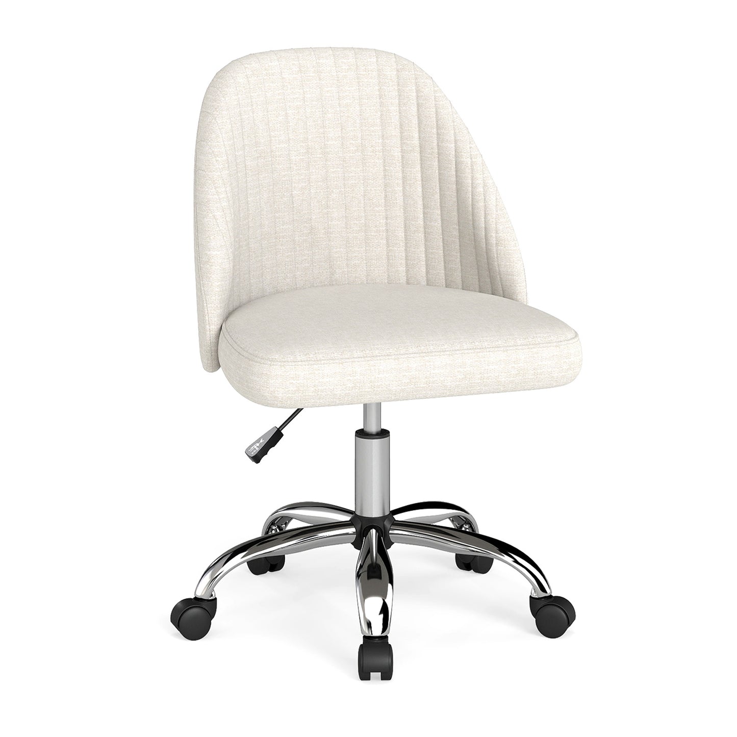 Modern Armless Office Chair with Curved Backrest and Upholstered Seat-Beige