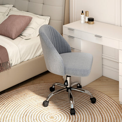 Modern Armless Office Chair with Curved Backrest and Upholstered Seat-Grey