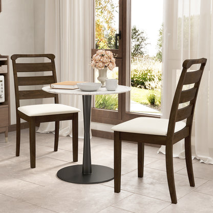 Modern Dining Chair Set of 2 Upholstered Farmhouse Chairs with Rubber Wood Frame-Walnut