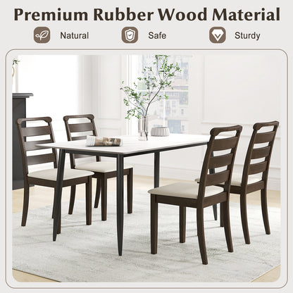 Modern Dining Chair Set of 2 Upholstered Farmhouse Chairs with Rubber Wood Frame-Walnut