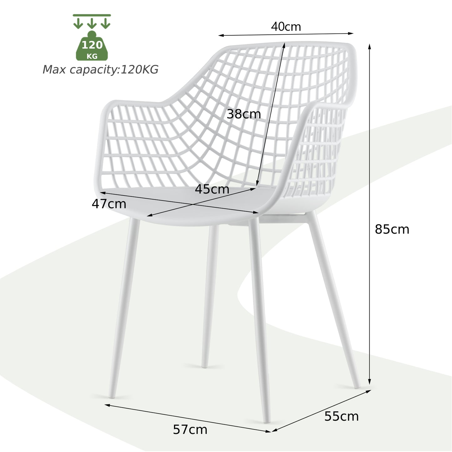 Modern Dining Chair Set of 4 with Airy Hollow Backrest-White