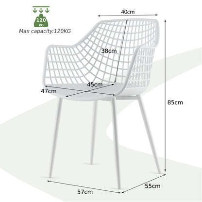 Modern Dining Chair Set of 4 with Airy Hollow Backrest-White