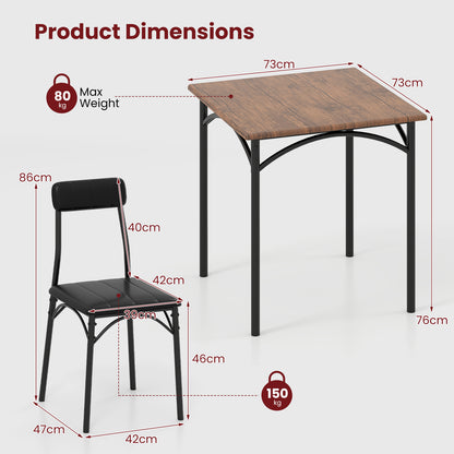 Modern Dining Table Set 3-Piece Kitchen Table Set-Rustic Brown