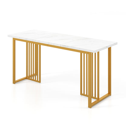 Modern Dining Table with Faux Marble Tabletop for 6-8 People-White