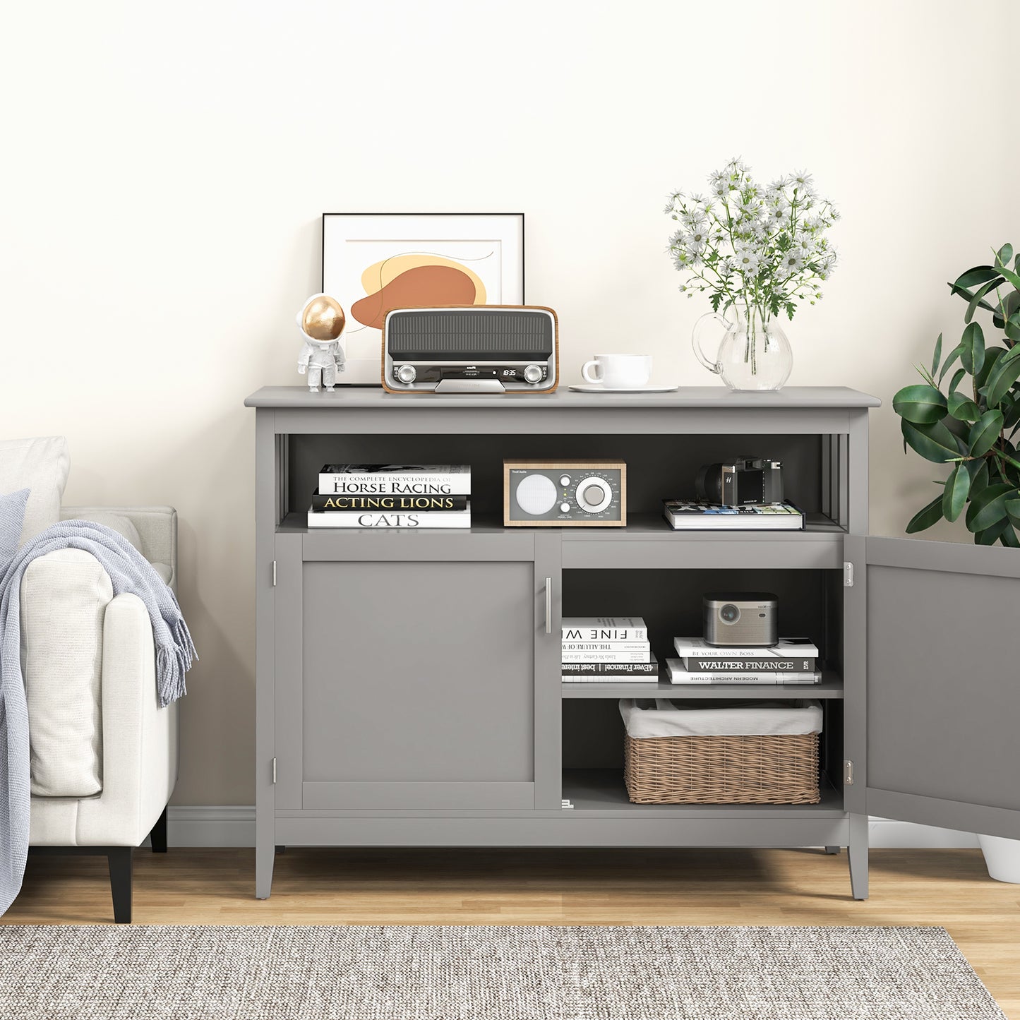 Modern Storage Cabinet Kitchen Buffet Server Sideboard-Grey