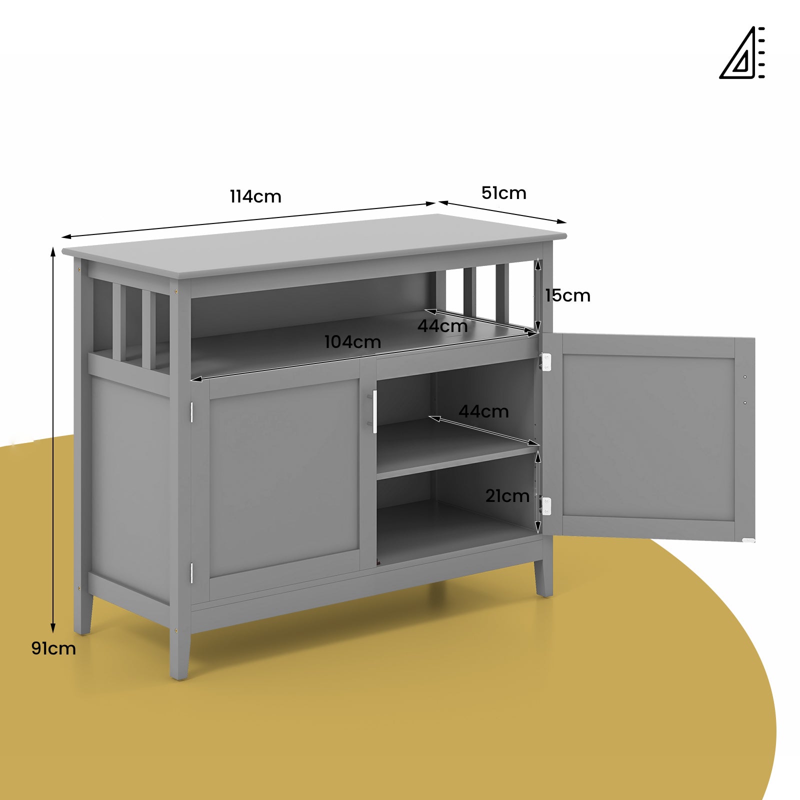 Modern Storage Cabinet Kitchen Buffet Server Sideboard-Grey