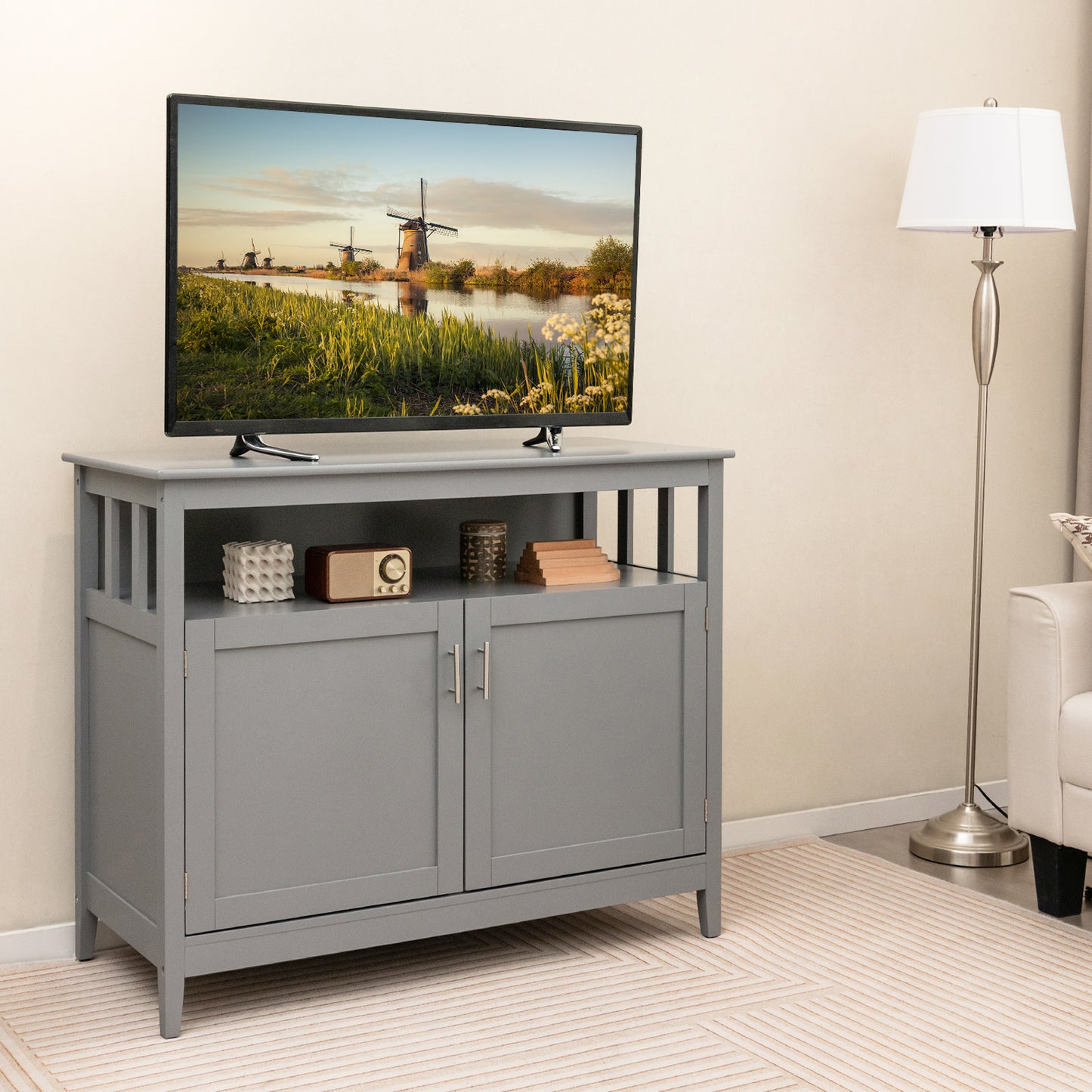 Modern Storage Cabinet Kitchen Buffet Server Sideboard-Grey